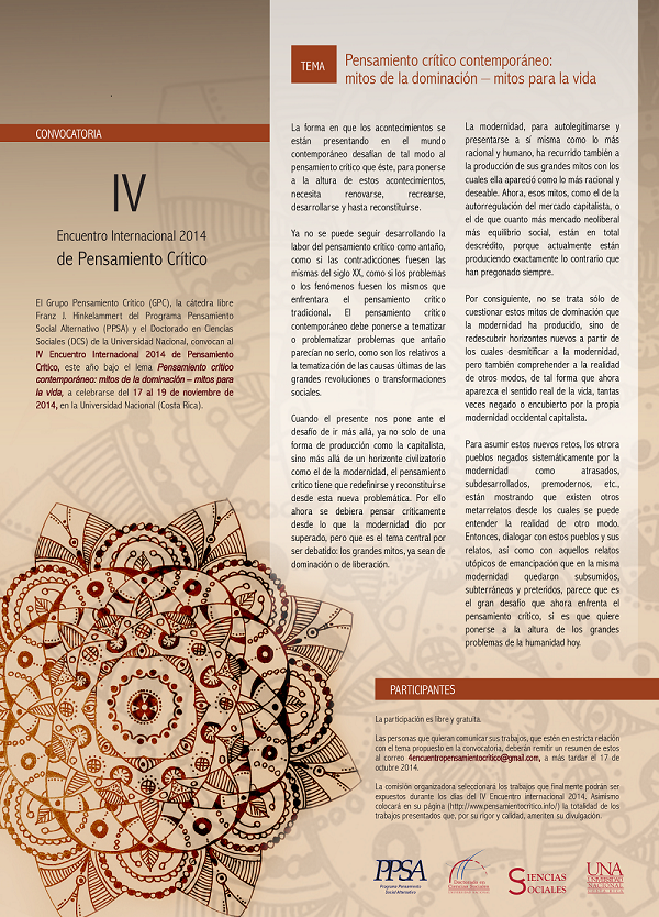 Afiche IV Encuentro Internacional Pensamiento Crítico1